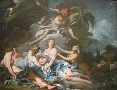 Mercurio confiando el infante Baco a las ninfas de Nisa de François Boucher